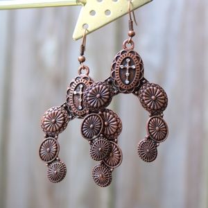 NEW-Copper Cross Earrings